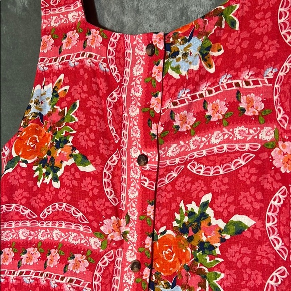 LC Lauren Conrad Pink Floral Tank Top with Button Detail, Women’s XXL - Picture 5 of 7